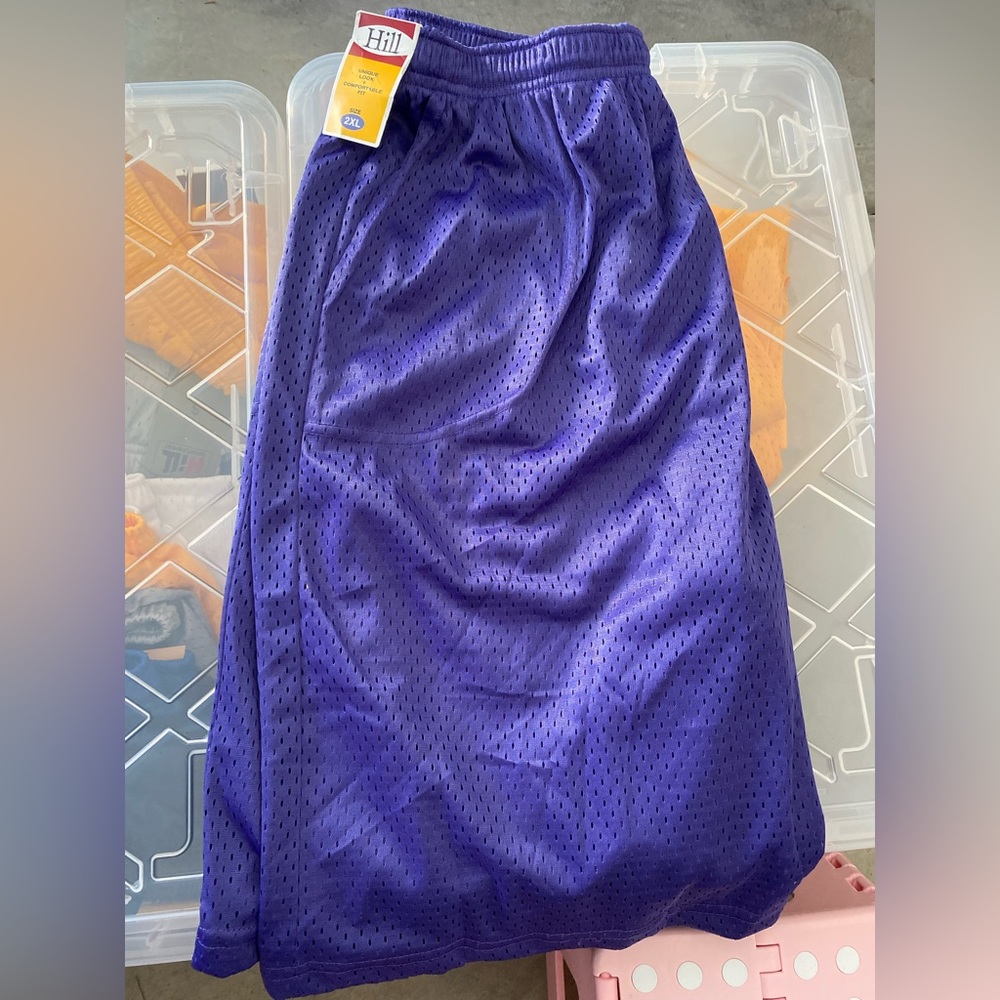 💜🩳 Hill Men’s Mesh Basketball Shorts w/2 front pockets - Purple
